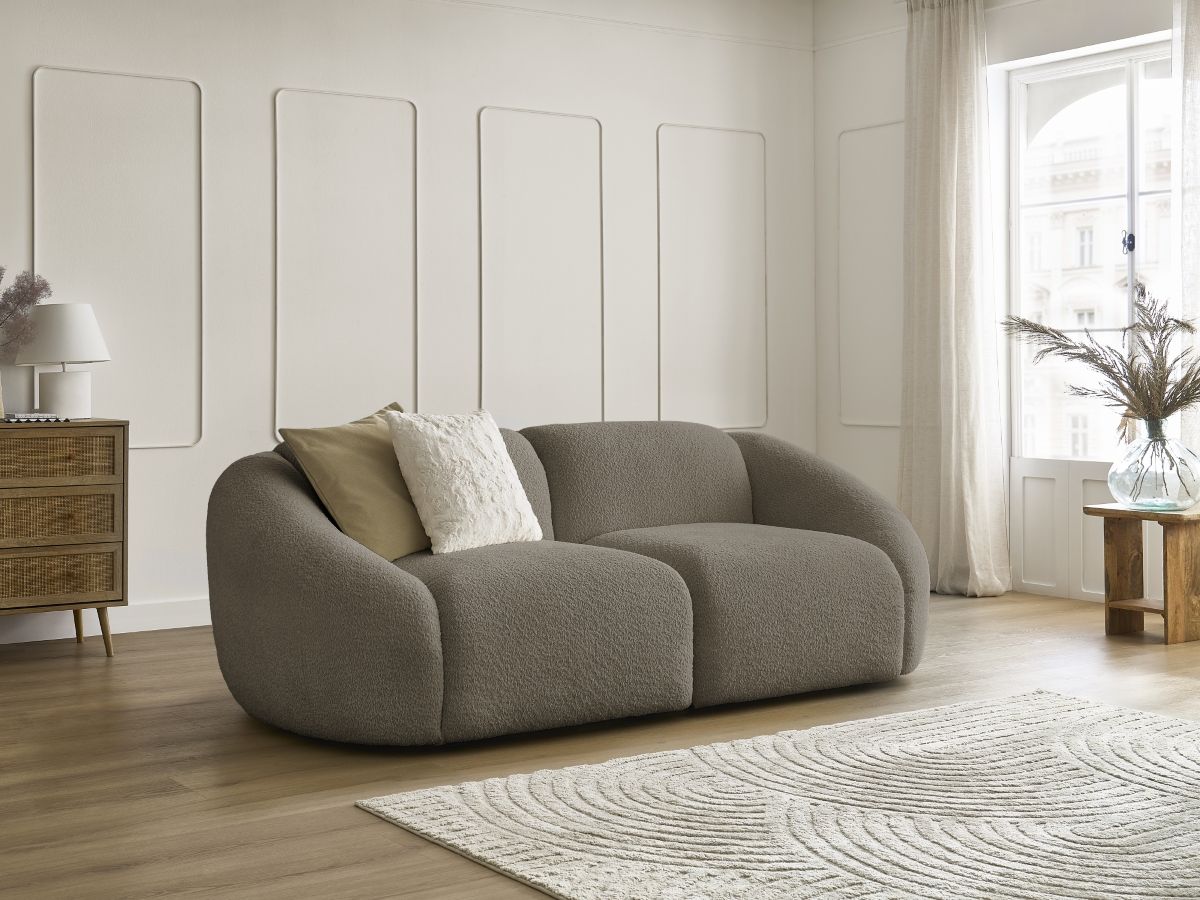Bobochic Tina Sofa 2-Sitzer Bouclé-Stoff Taupe