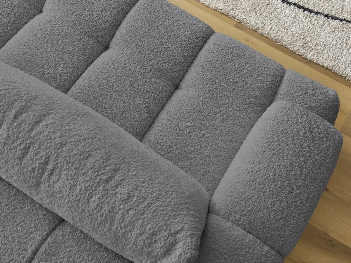 Bobochic Fuji Schlafsofa 3-Sitzer mit Bettkasten Bouclé-Stoff Dunkelgrau