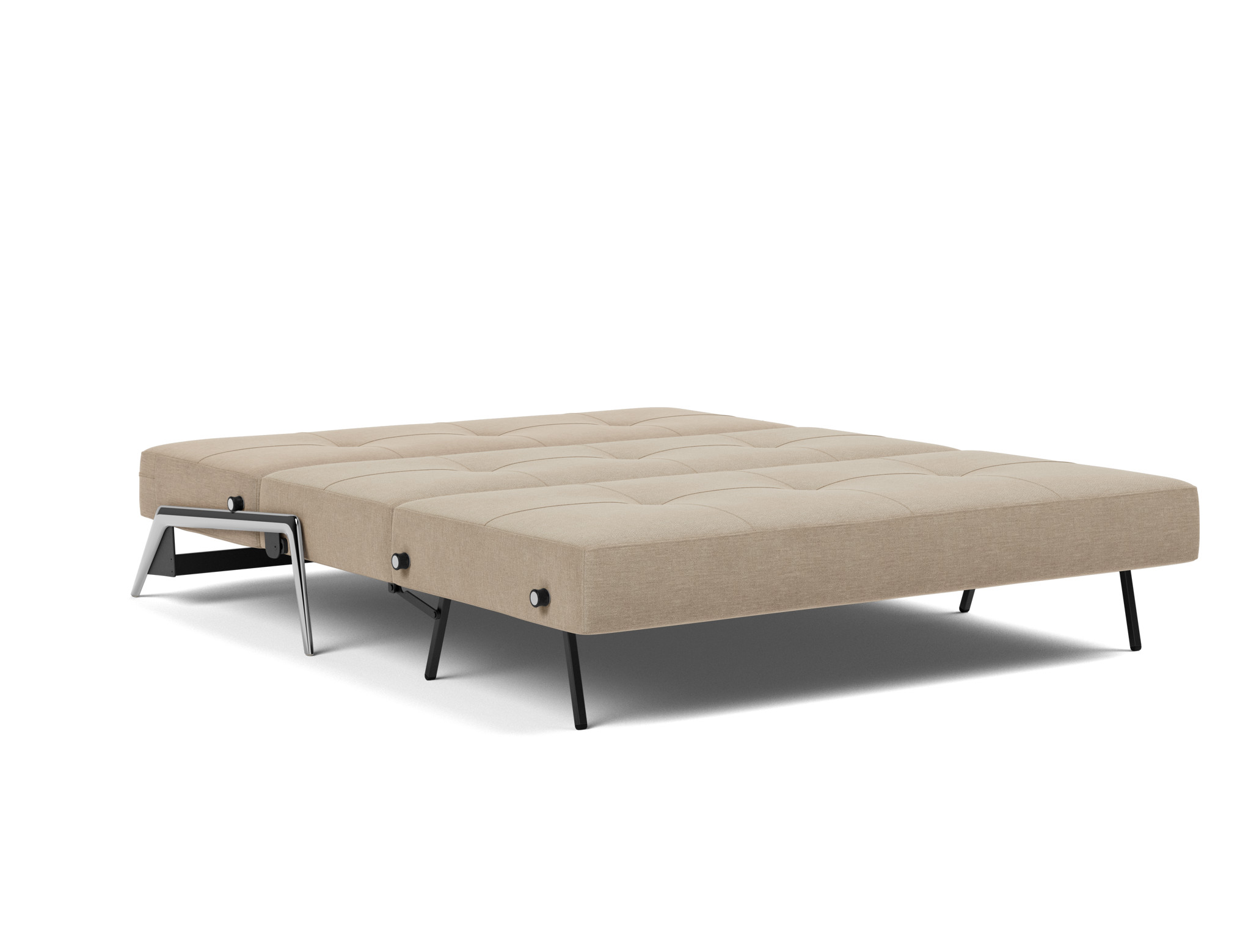 Schlafsofa Cubed 160 Flachgewebe Phobos 587-Mocha Beine Aluminium