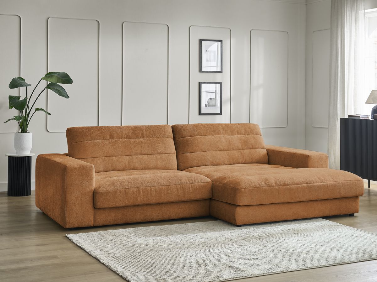 Bobochic Sierra Ecksofa Strukturstoff Orange Ecke rechts