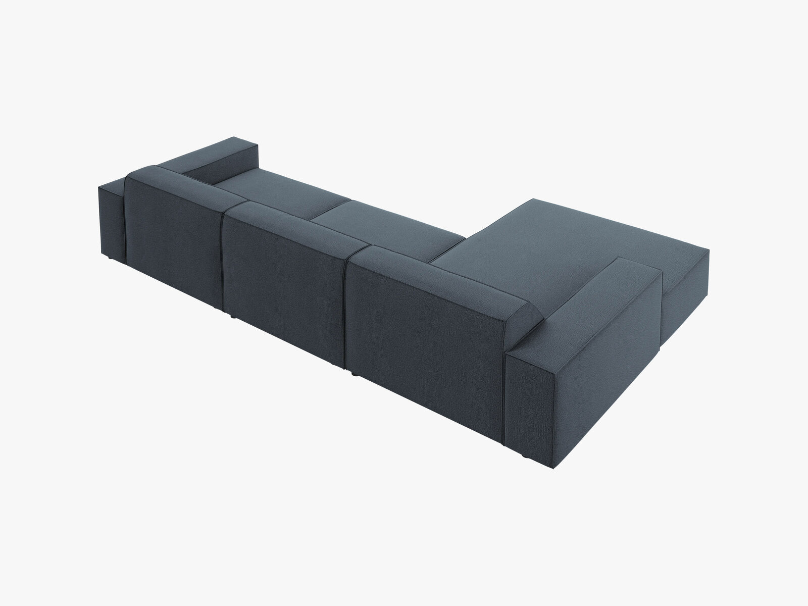 Micadoni Ecksofa Jodie 4-Sitzer Links Strukturierter Stoff Megan Blau