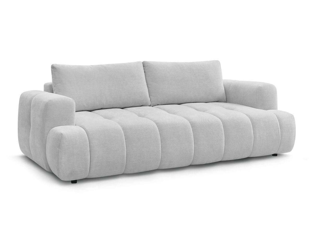 Bobochic Fuji Schlafsofa 3-Sitzer mit Bettkasten Stoff Hellgrau
