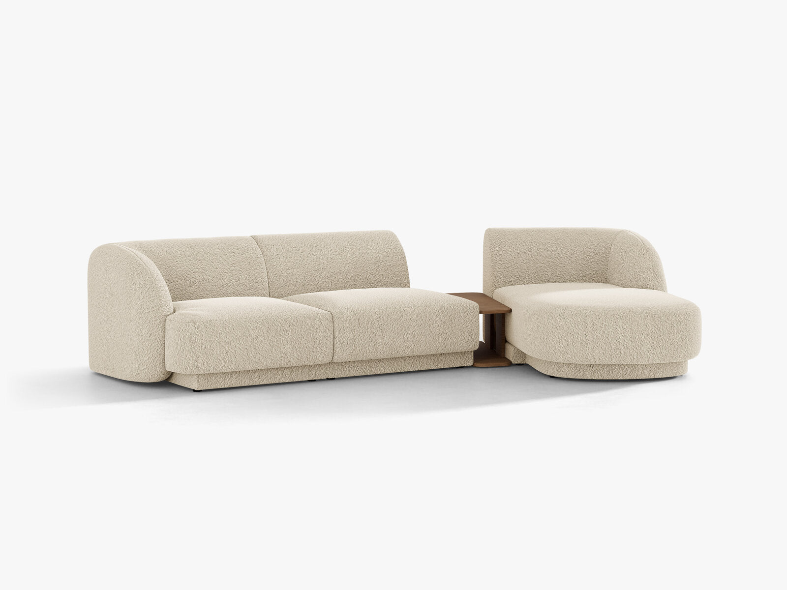 Micadoni Modulares Sofa Miley mit Recamiere 3-Sitzer Rechts Boucle Baloo Beige