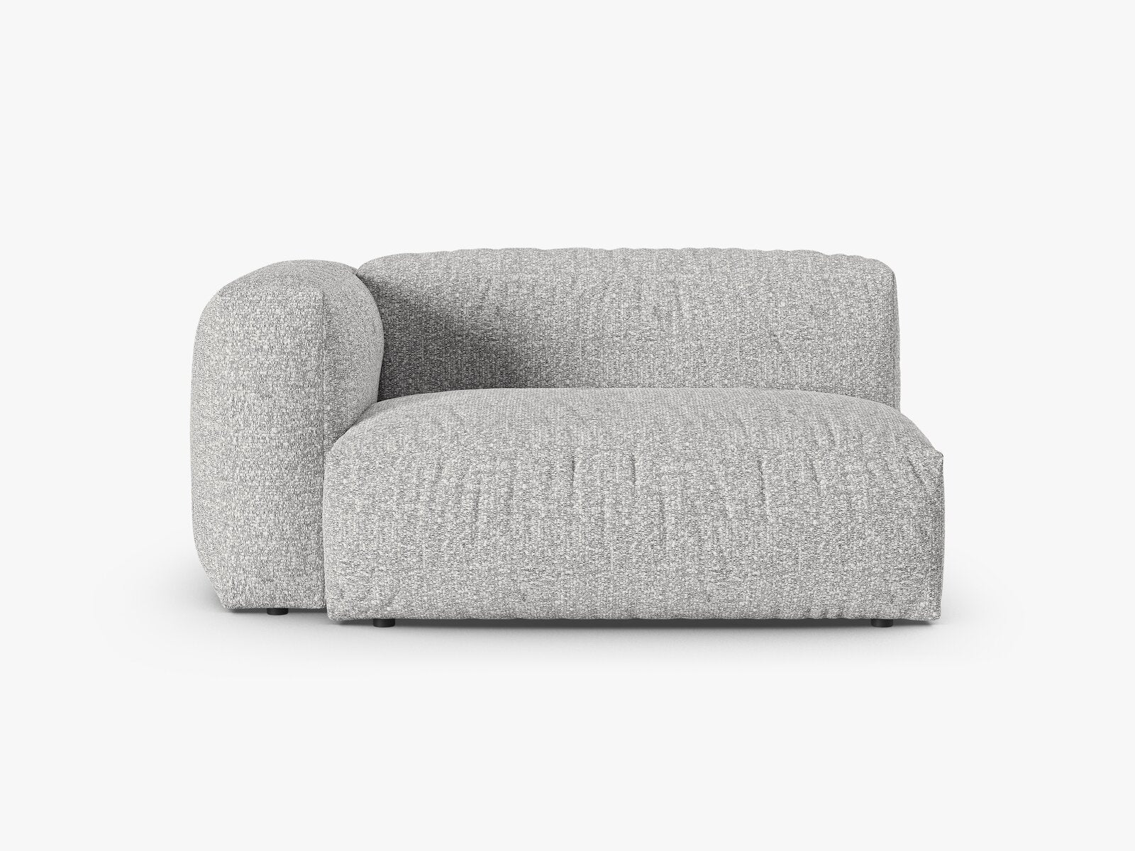 Micadoni Eckmodul mit Armlehne Martina 1-Sitzer Groß 90cm Sitztiefe Links Boucle Monet Silber