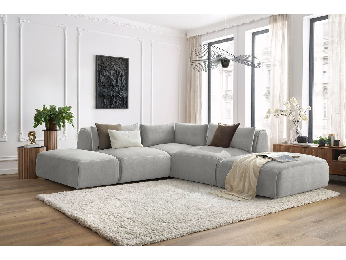 Bobochic Jeanne Ecksofa 271 × 300 cm Samt Hellgrau