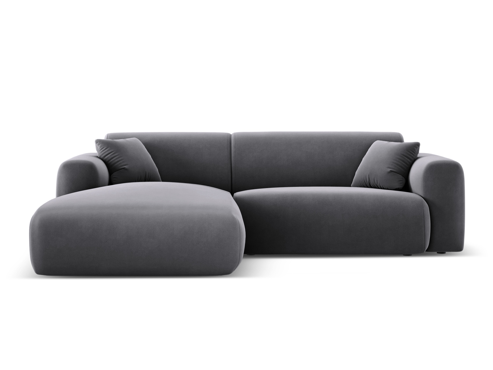 Cosmopolitan Design Ecksofa Nolio 4-Sitzer kleine Version Samt Casino Dunkelgrau Links