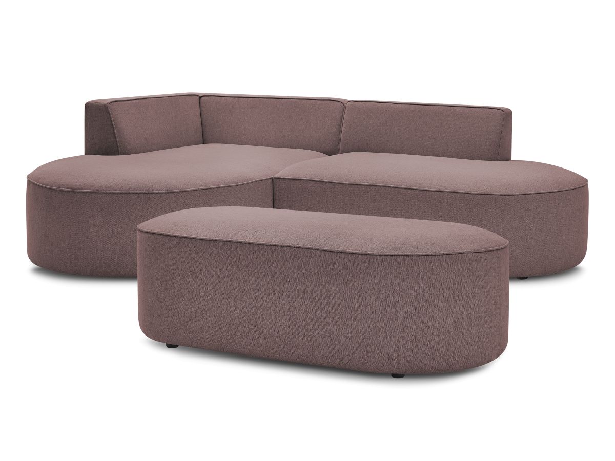 Bobochic Rousseau Ecksofa mit Pouf Melange-Stoff Rosa Ecke links