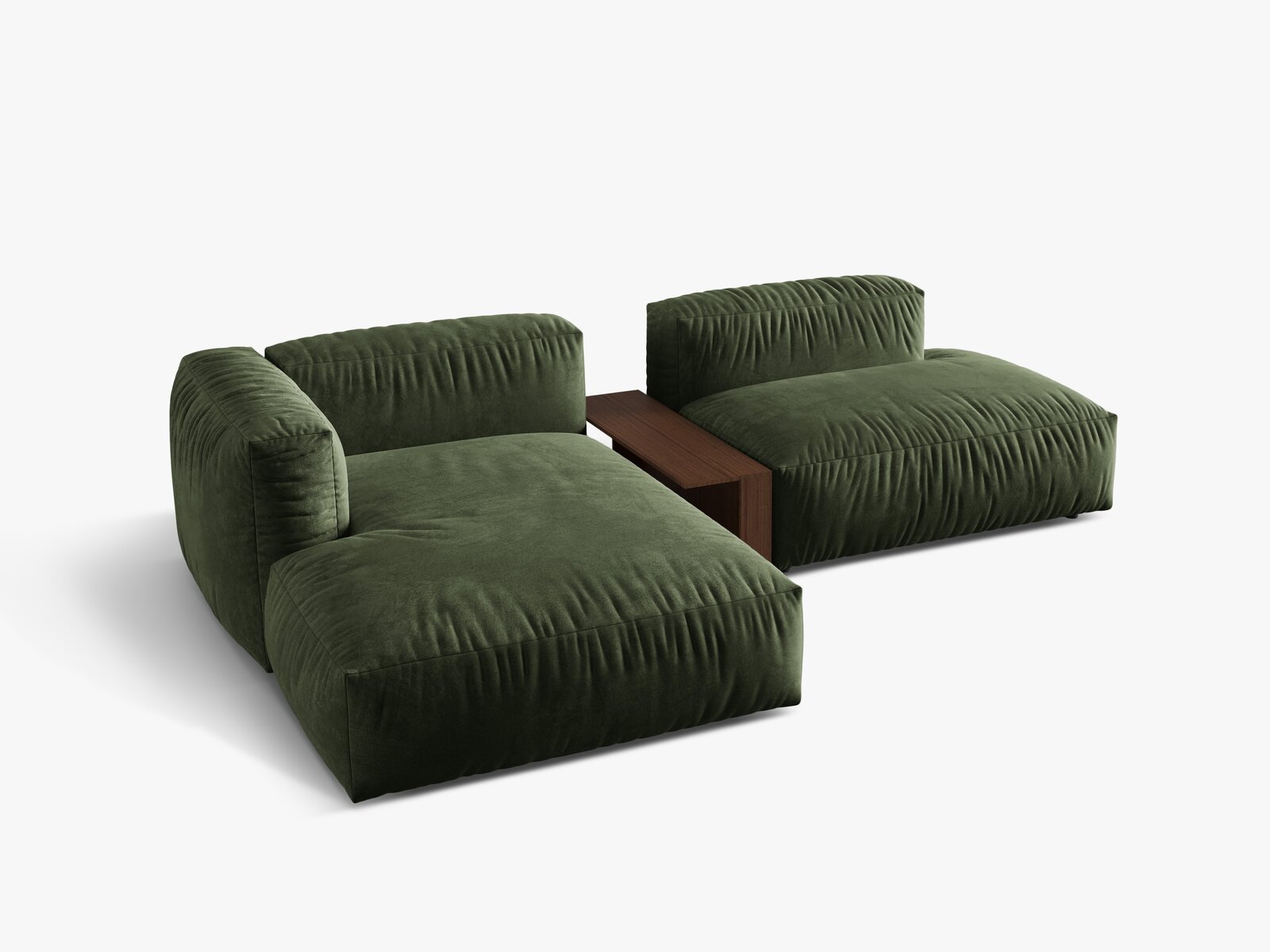 Micadoni Ecksofa Martina 2-Sitzer mit Couchtisch Links Samt Grün