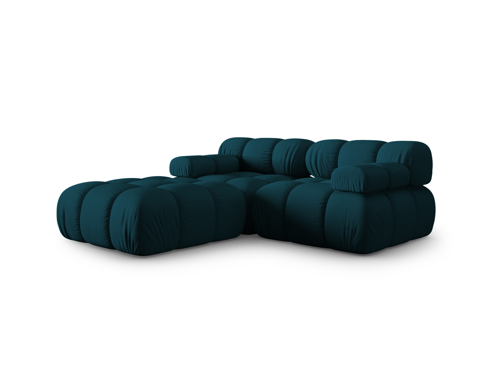Micadoni Modulares Sofa Bellis 3-Sitzer mit flachem Modul 3D-Stoff Sonic Marineblau