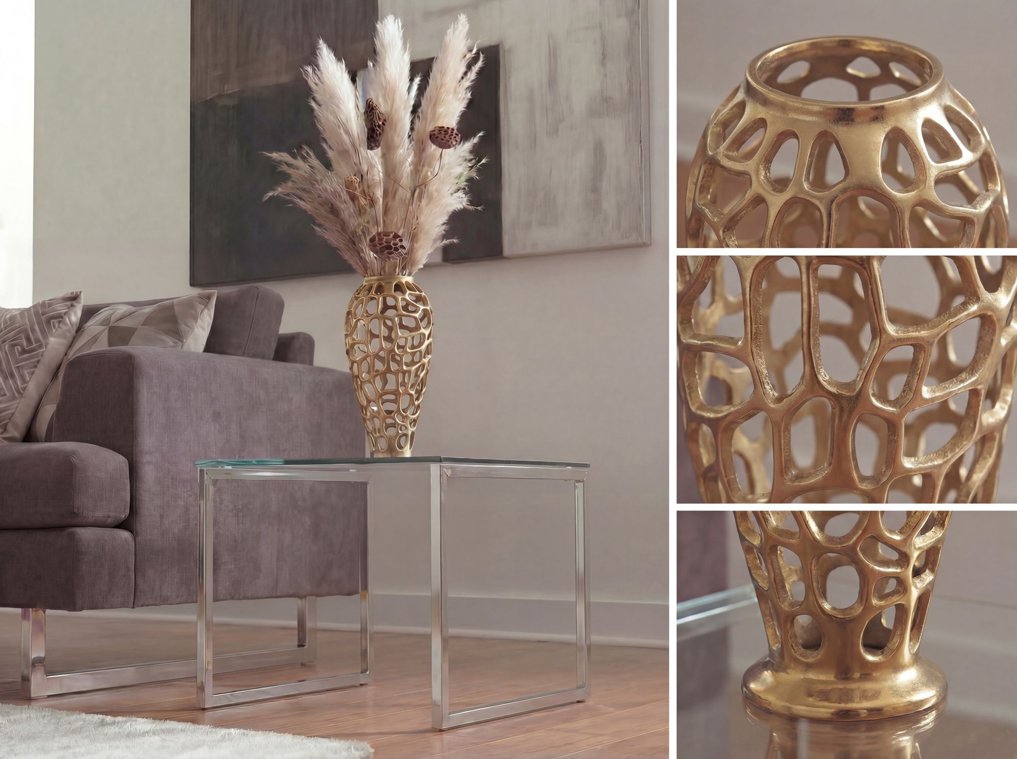 Bodenvase Arendal Aluminium Gold Ø 19 × H 45 cm