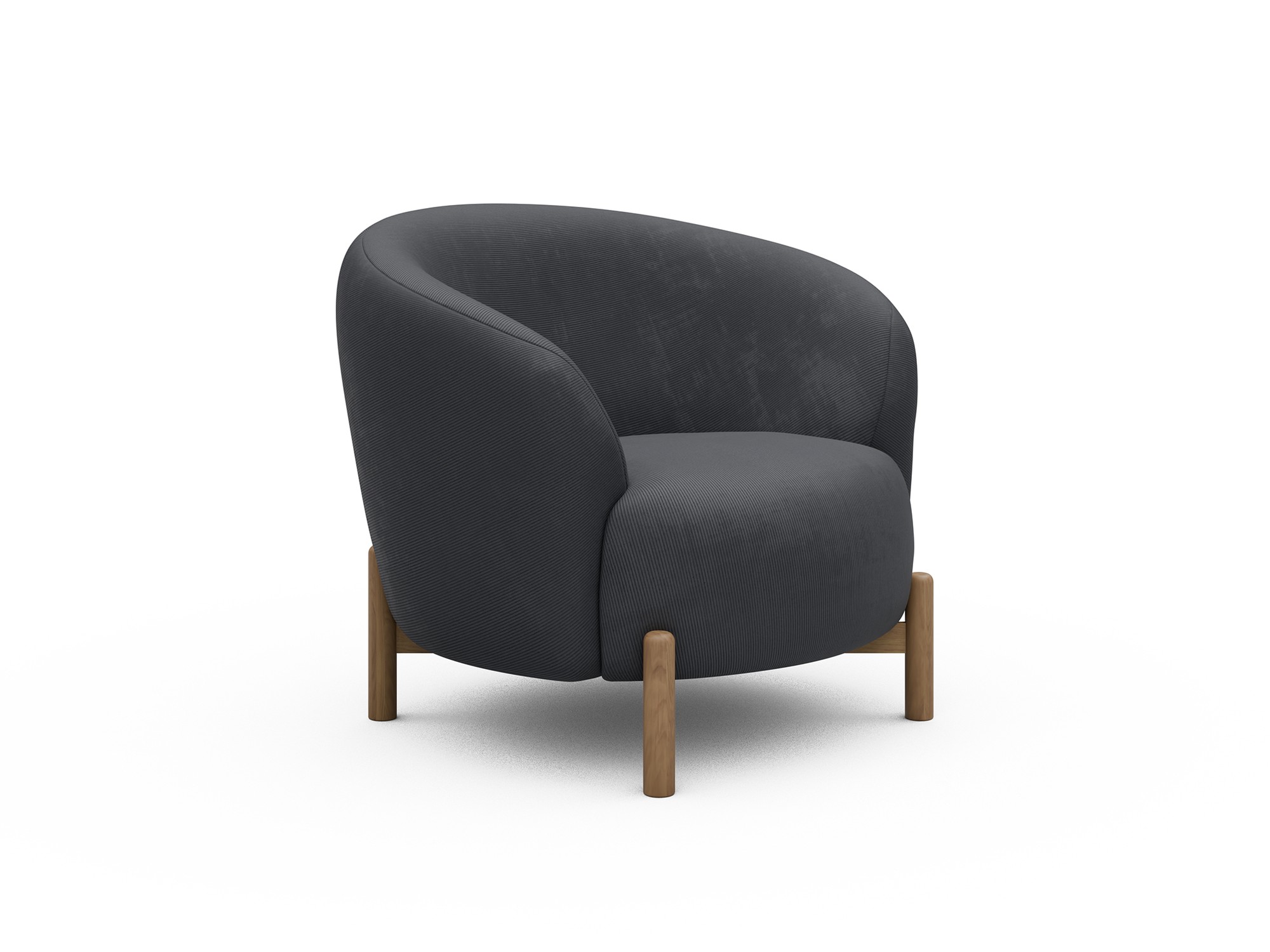 Sessel Ronda Holzbeine Eiche Natur Kord Cordufine 308-Slate-Grey