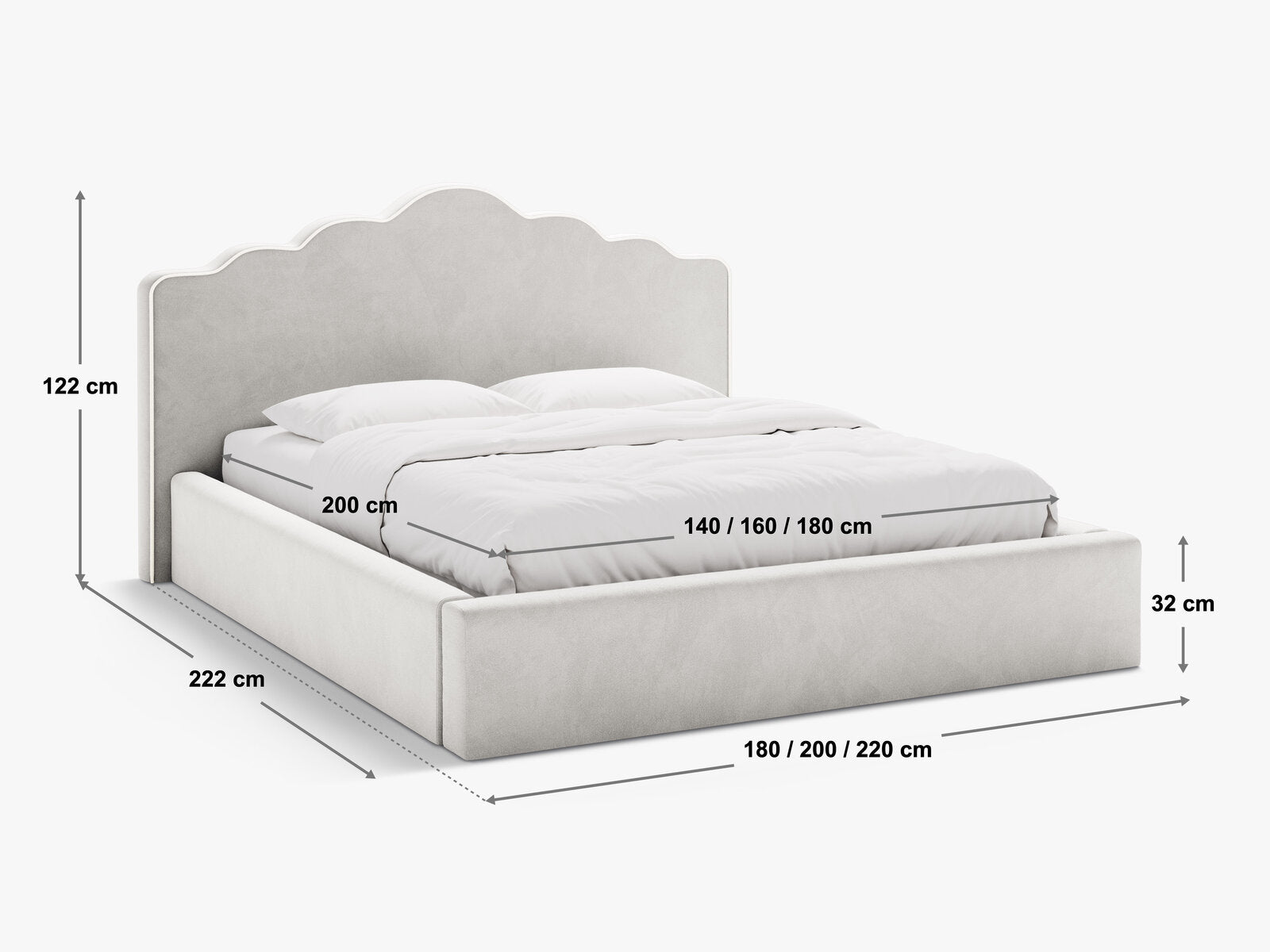 Micadoni Dream Samtbett mit Bettkasten und Kopfteil Samt Magic Velvet Elfenbein / Rosa 140x200