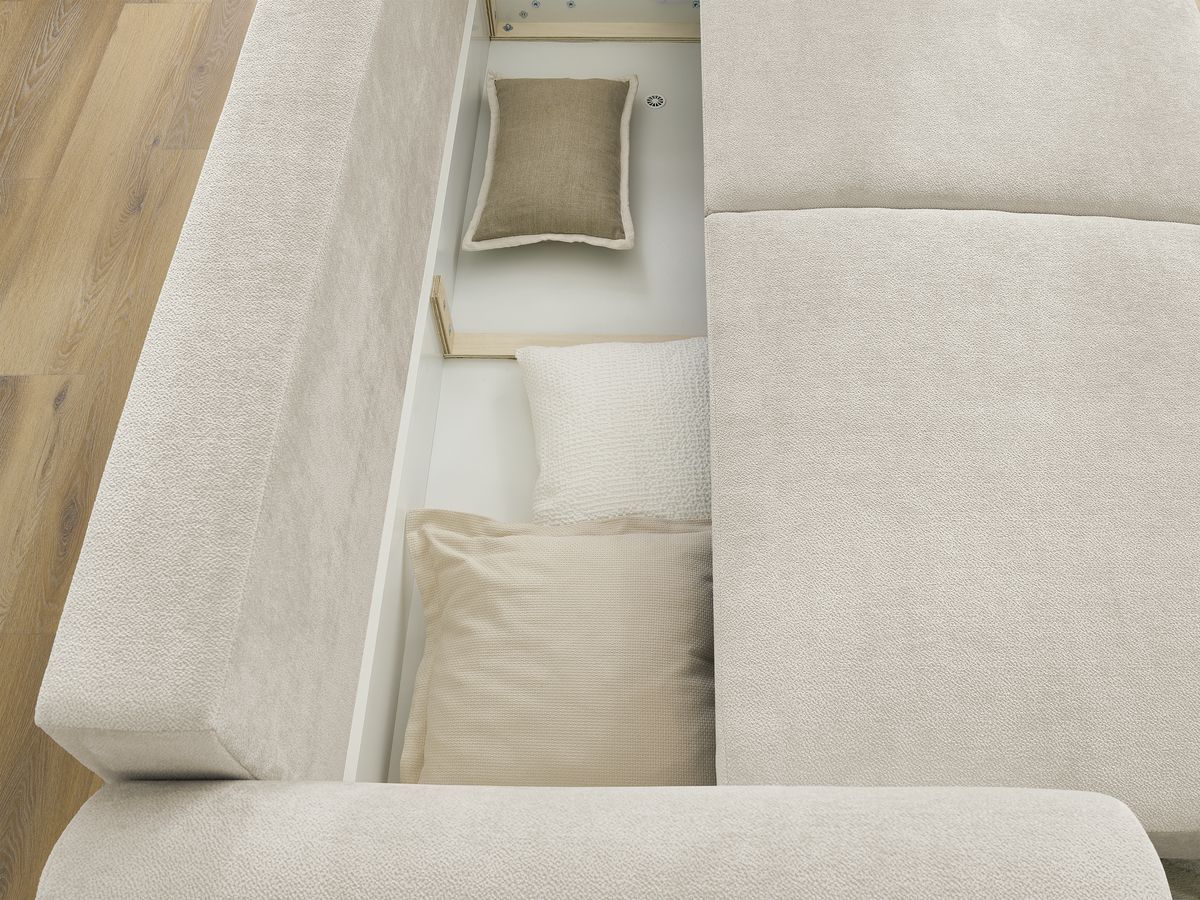 Bobochic Lucien Schlafsofa 3-Sitzer mit Bettkasten Stoff Beige