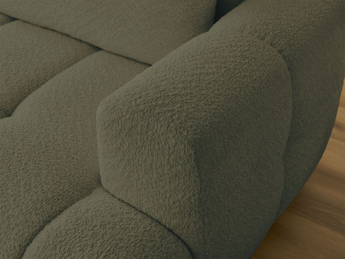 Bobochic Fuji Ecksofa mit Schlaffunktion und Bettkasten 292 × 160 cm Bouclé-Stoff Grün Ecke links