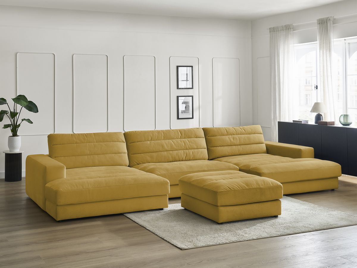 Bobochic Sierra Wohnlandschaft mit Pouf Samt Gelb