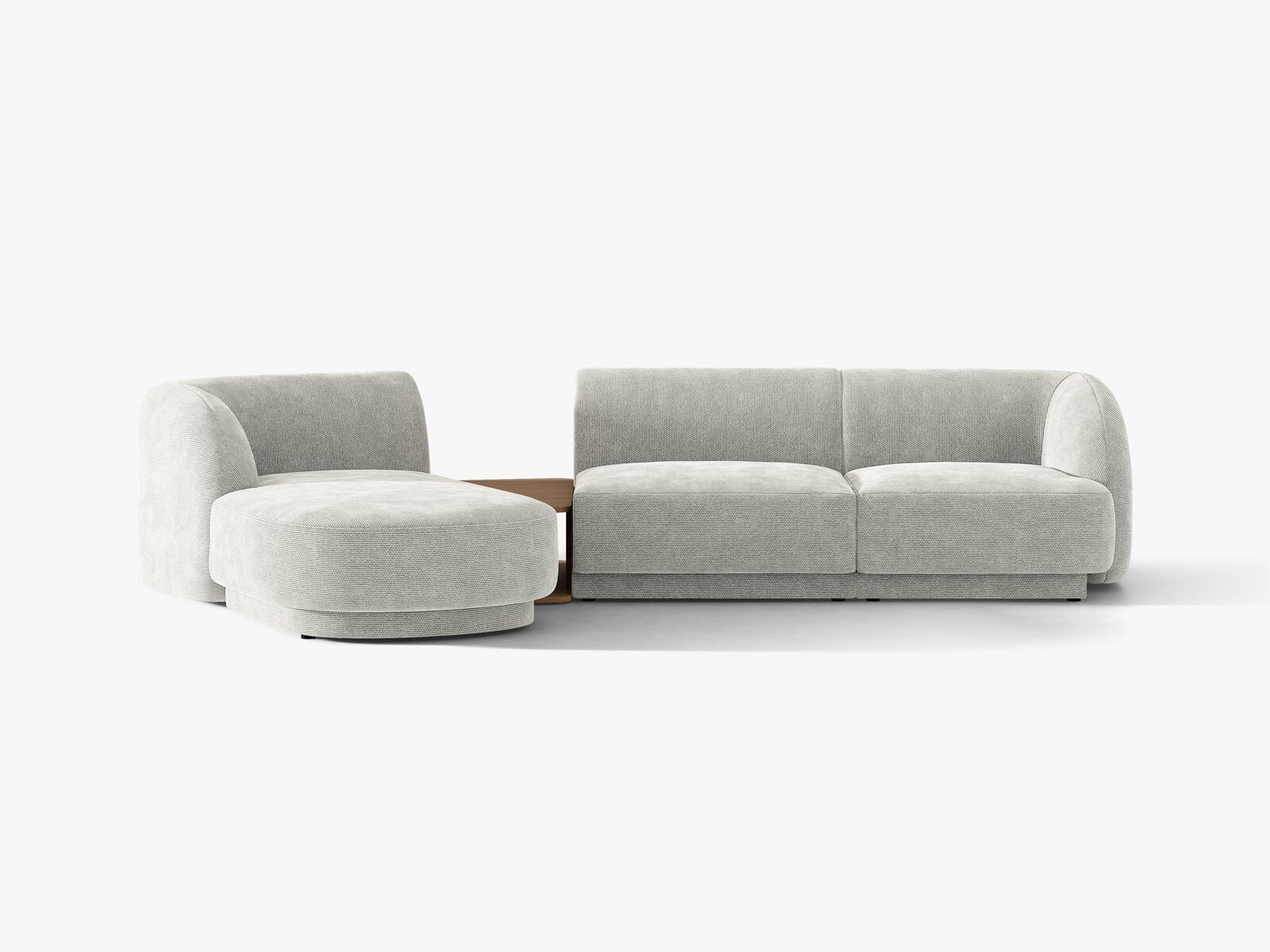 Micadoni Modulares Sofa Miley mit Recamiere 3-Sitzer Links Chenille Eden Silber