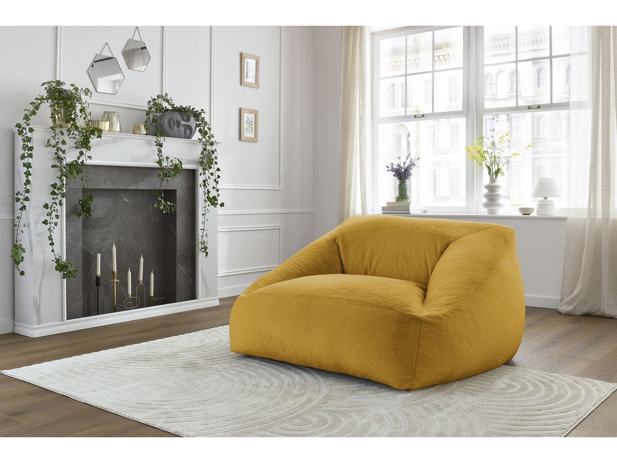 Bobochic Lilibet Pouf Kunstfell Gelb