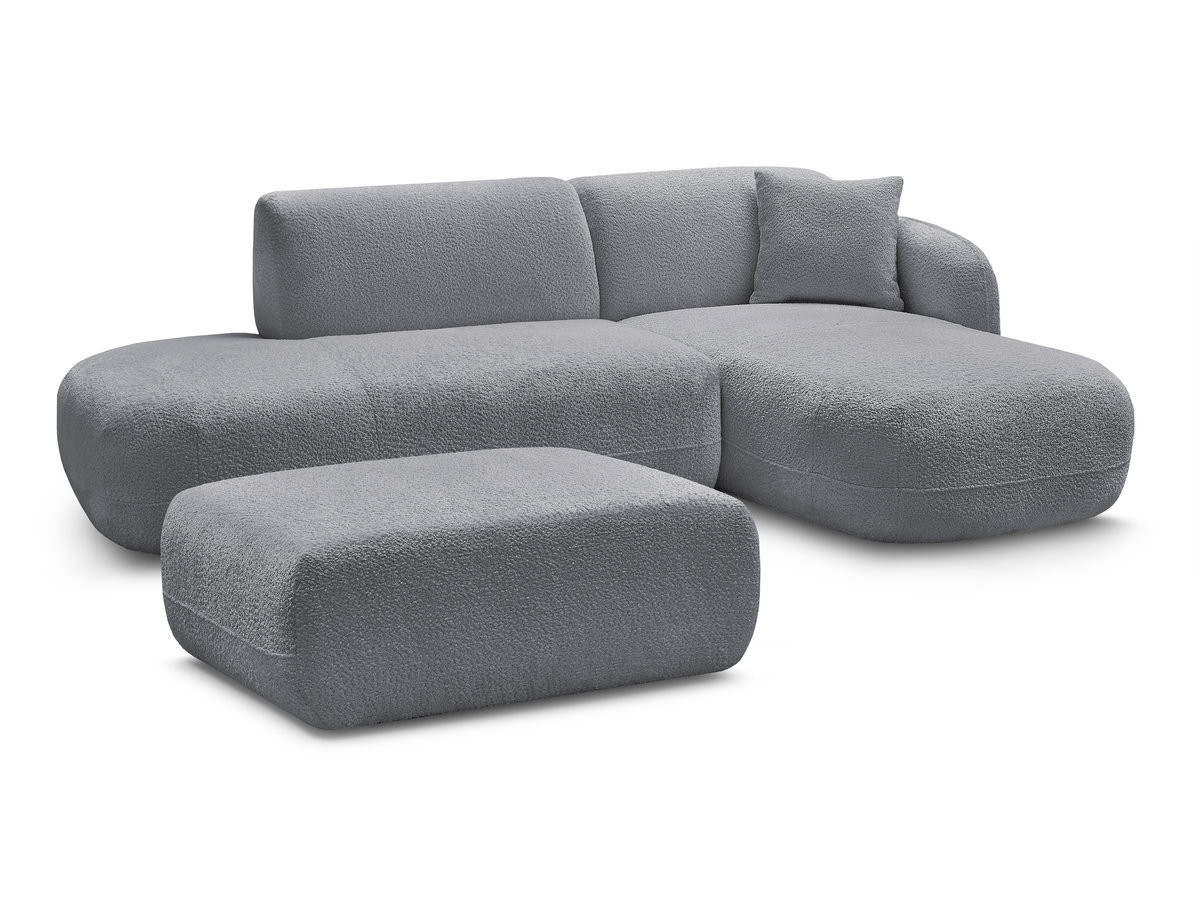 Bobochic Anda Ecksofa mit Pouf 241 × 163 cm Chenille Grau Ecke rechts