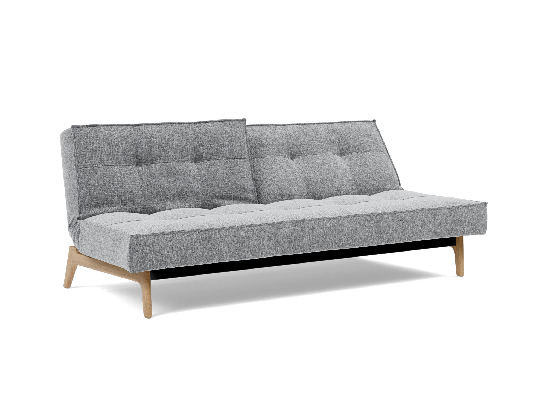 Schlafsofa Splitback Strukturierter Stoff Twist 565-Granite Beine Eiche