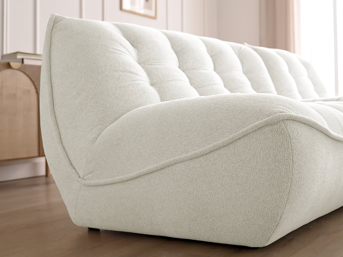 Bobochic Serena Sofa 4-Sitzer mit Pouf Melange-Stoff Weiß