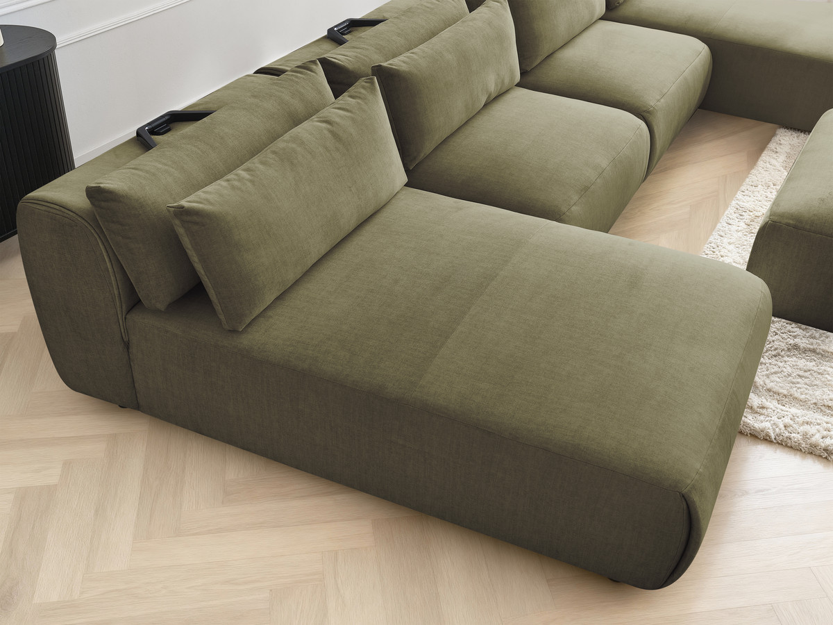 Bobochic Jana Wohnlandschaft mit großem Pouf Samt Grün