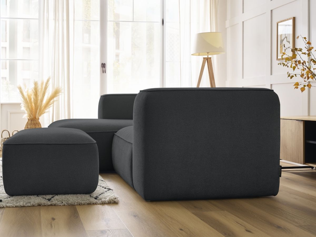 Bobochic Zephyr Ecksofa mit Pouf 260 × 165 cm Strukturstoff Dunkelgrau Ecke links