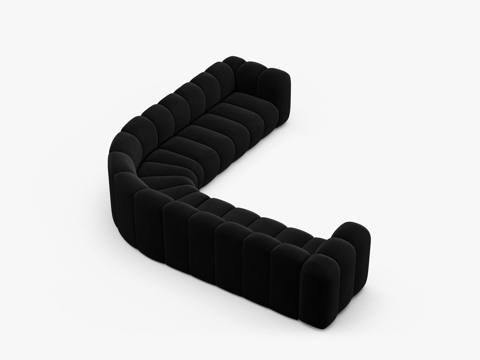 Micadoni symmetrisches Ecksofa Lupine 5-Sitzer  Samt Salvador Schwarz