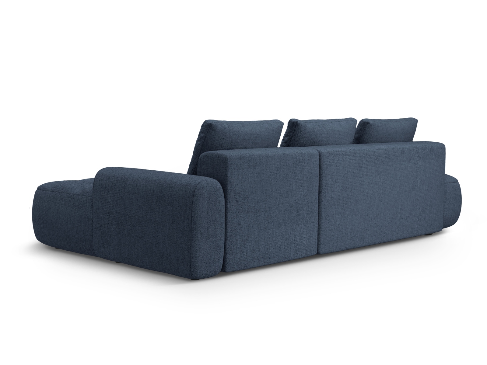 Cosmopolitan Design Ecksofa Linz 3-Sitzer offen mit Schlaffunktion Strukturierter Stoff Sorella Dunkelblau Rechts