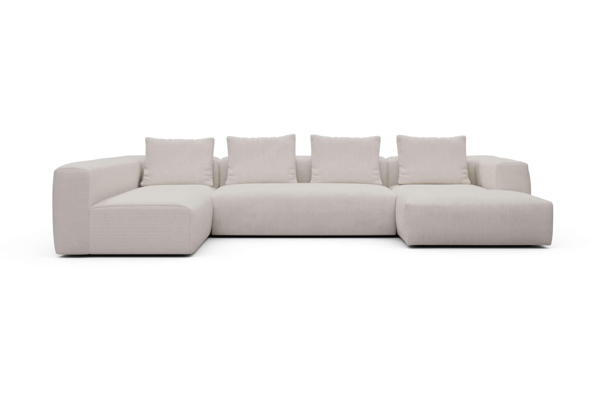Skandi Home Wohnlandschaft Fred Chaiselongue rechts mit 2-Sitzer und lange Armlehne links Corduroy-Ivory moebelfaktor