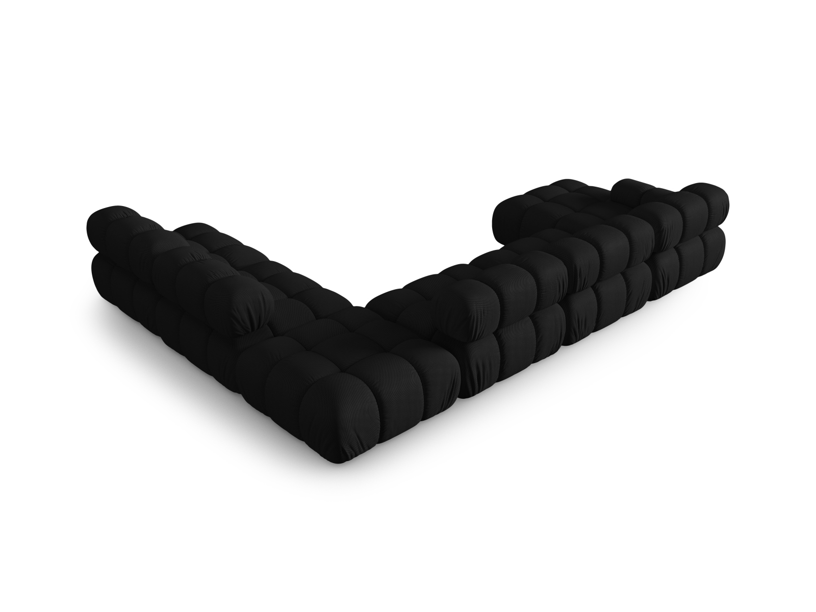 Micadoni Modulares Panorama Ecksofa Bellis 7-Sitzer Rechts 3D-Stoff Sonic Schwarz