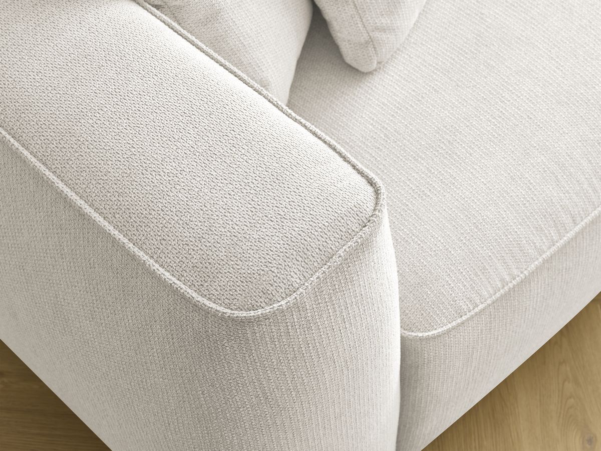 Bobochic Leopold Sofa 4-Sitzer mit Pouf Melange-Stoff Weiß Armlehne links