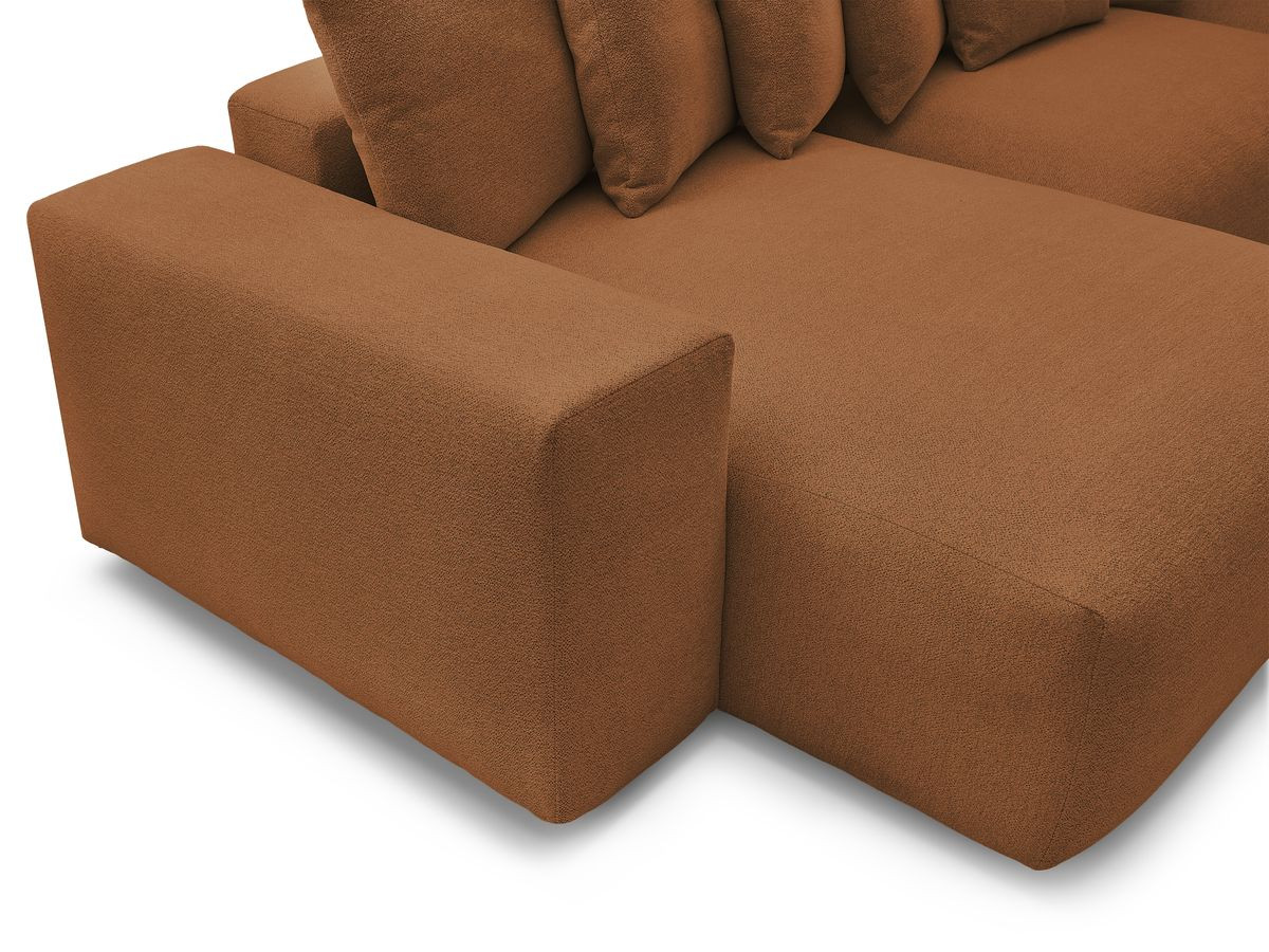 Bobochic Voltaire Wohnlandschaft mit Pouf 420 × 174 cm, Liegefläche 135 × 345 cm Melange-Stoff Orange