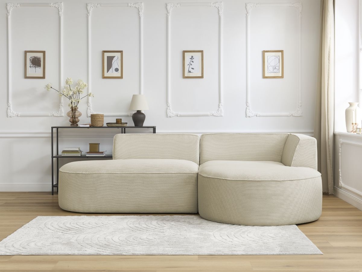 Bobochic Rousseau Ecksofa Cordsamt Beige Ecke rechts