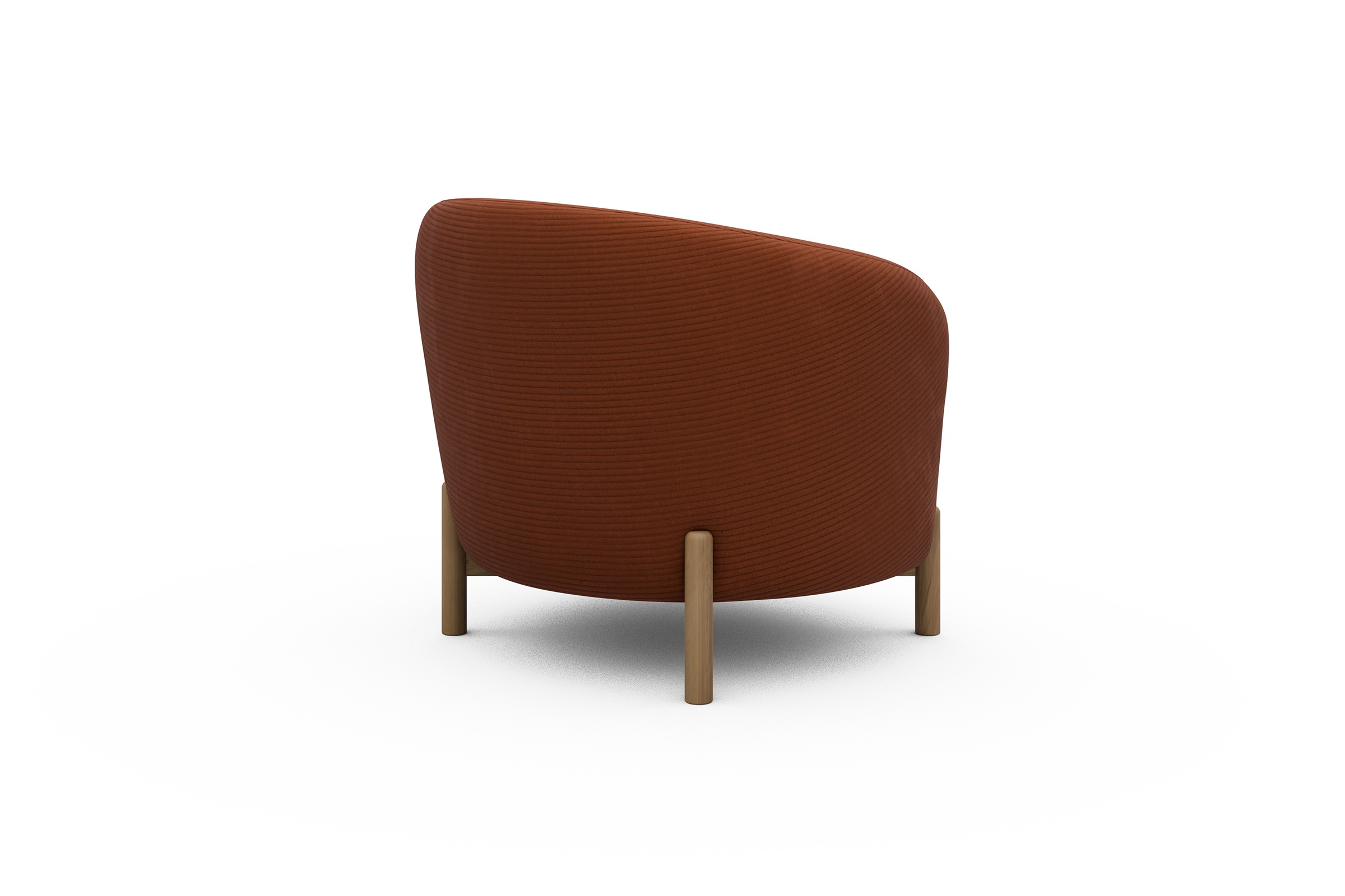 Sessel Ronda Holzbeine Eiche Natur Corduroy-Burnt-Orange