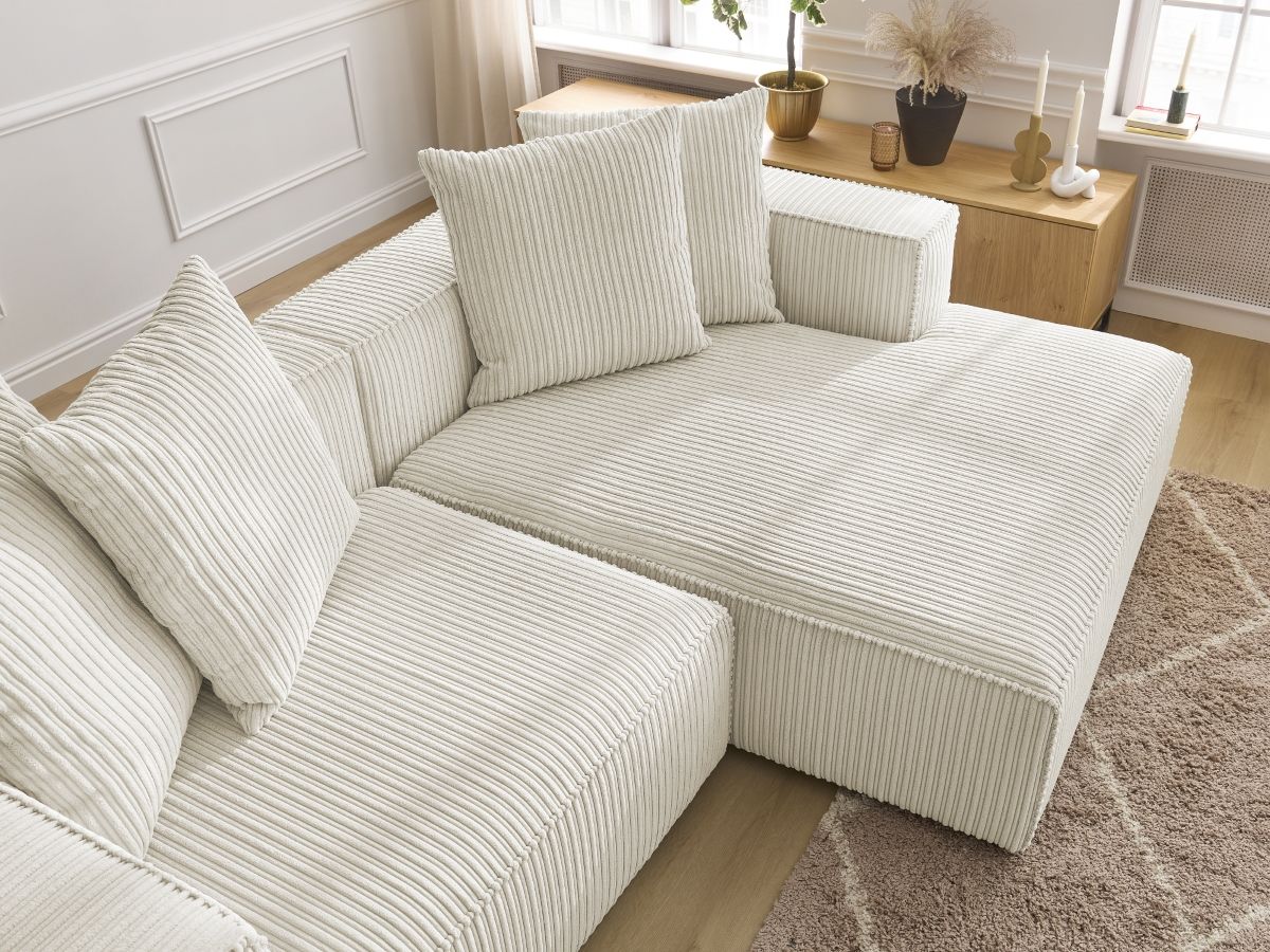 Bobochic Nina Ecksofa Cordsamt Beige Ecke rechts