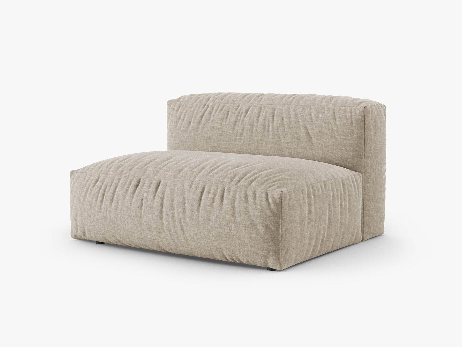 Micadoni Eckmodul mit Armlehne Martina 1-Sitzer Groß 90cm Sitztiefe Links Strukturierter Stoff Boston Helles Beige