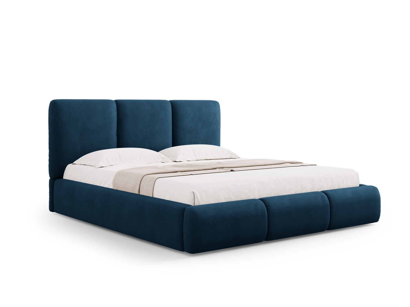Cosmopolitan Design Stauraumbett mit Kopfteil Nicolas 200x200 Chenille Rebel Königsblau