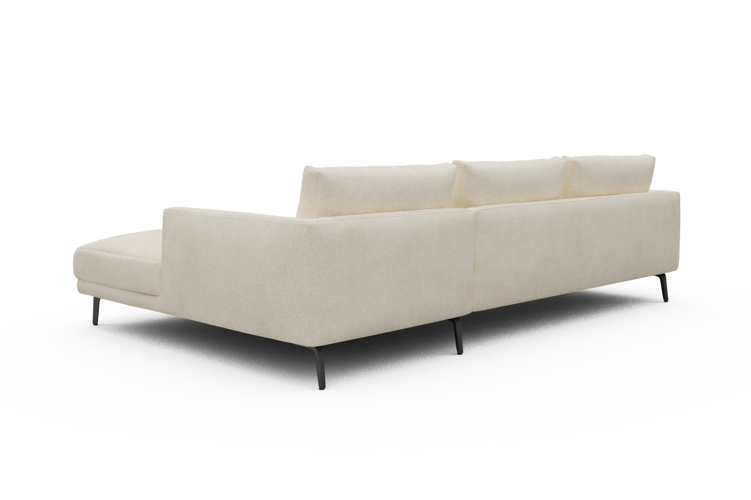Ecksofa Karl Chaiselongue rechts mit 2,5-Sitzer Boucle-Off-White