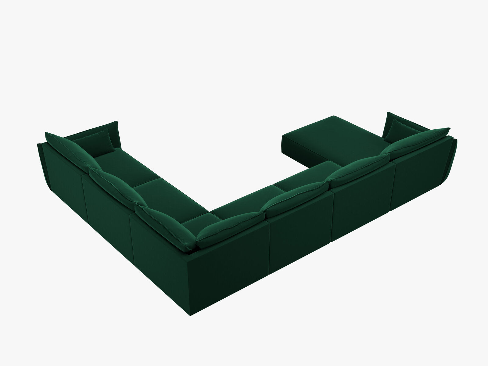 Micadoni Panorama-Ecksofa Kaelle 8-Sitzer Rechts Samt Bluvel Flaschengrün