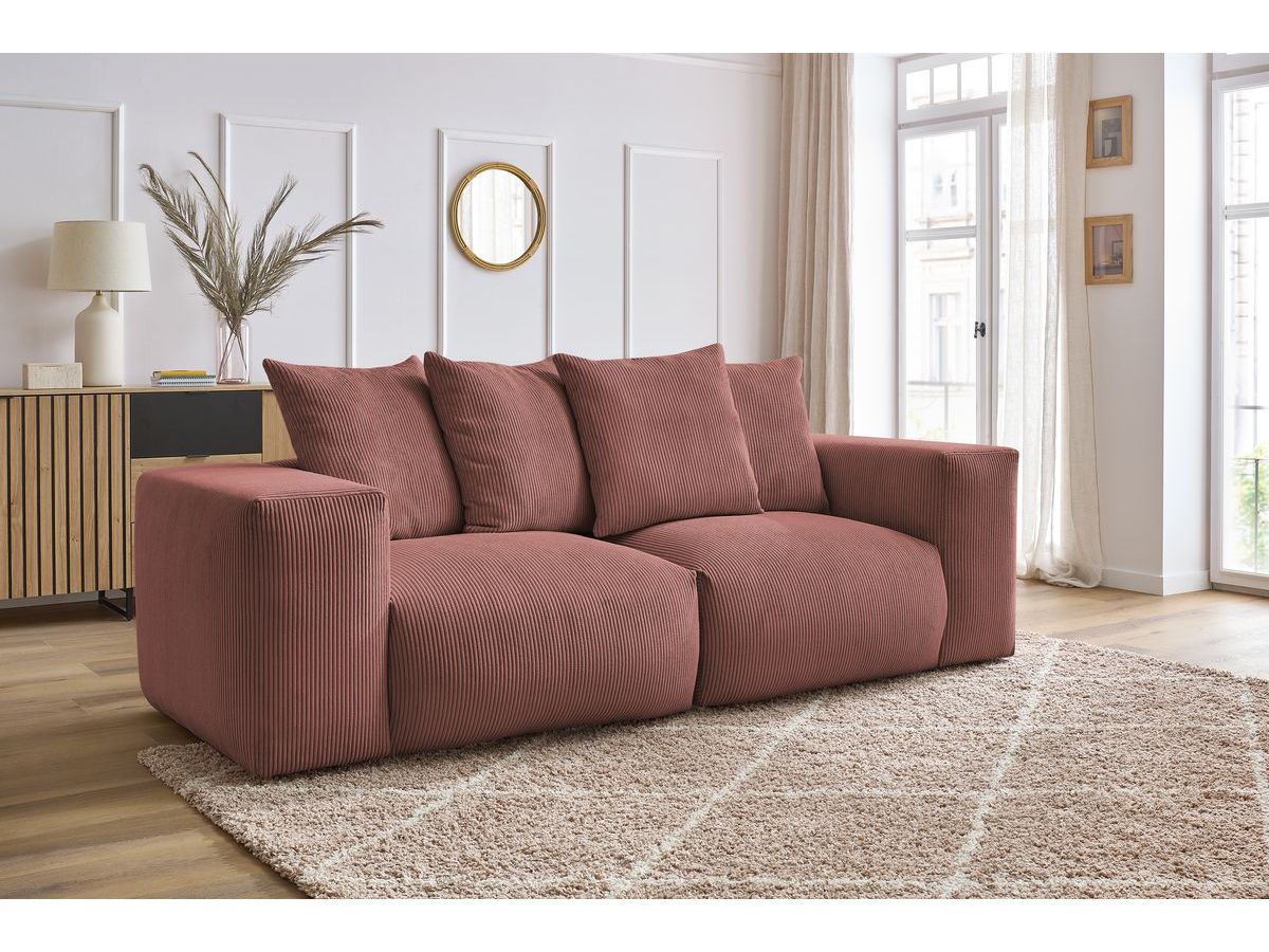 Bobochic Voltaire Sofa 3-Sitzer 248 × 100 cm Cordsamt Rosa