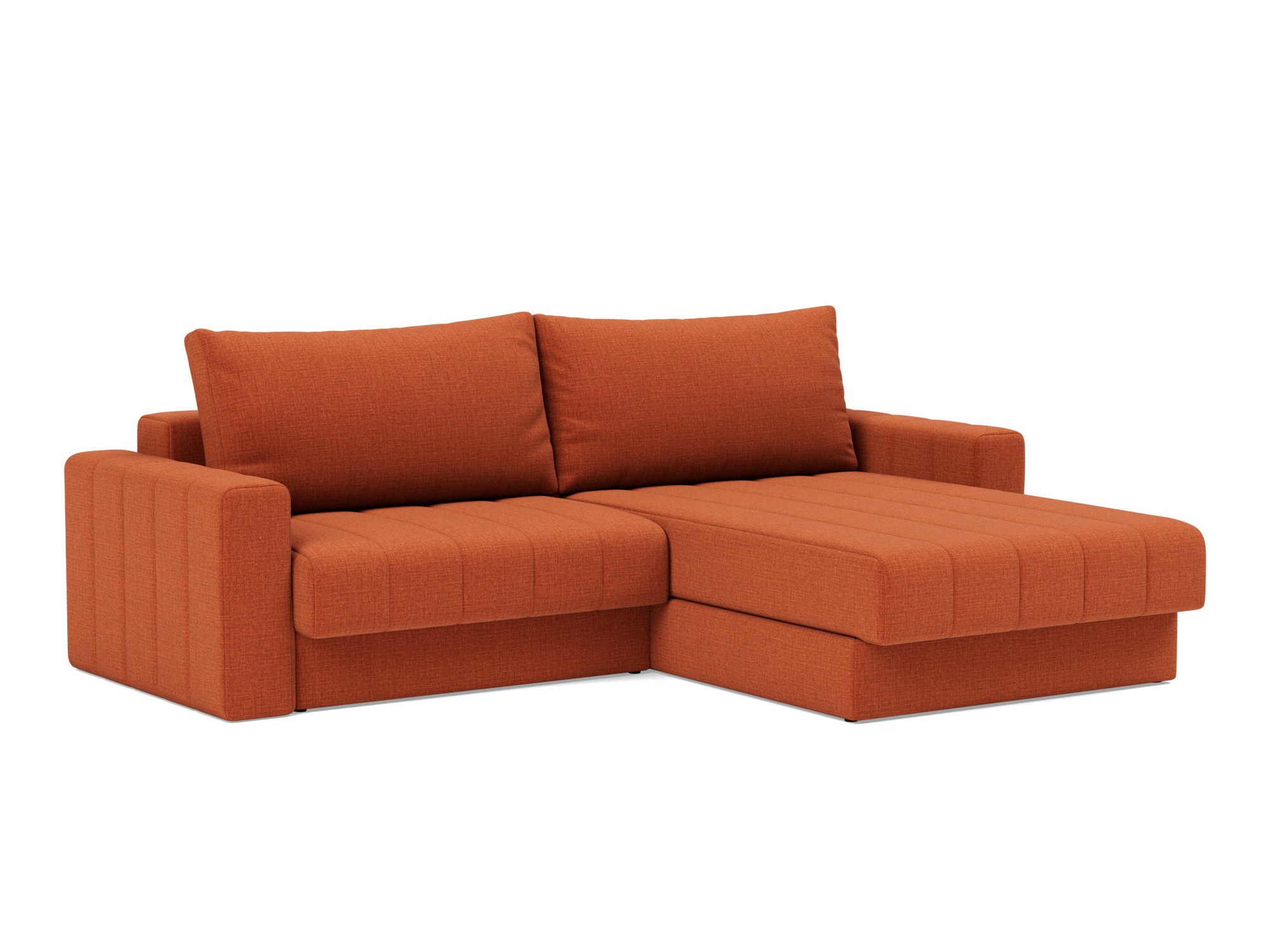 Schlafsofa Akello mit Chaiselongue und Armlehnen Chenille Esina 412-Rust-Orange