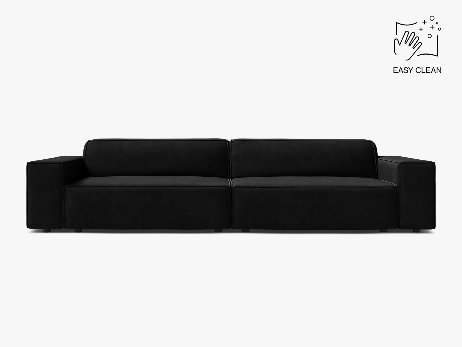 Micadoni Sofa Jodie 4-Sitzer Samt Venus Schwarz