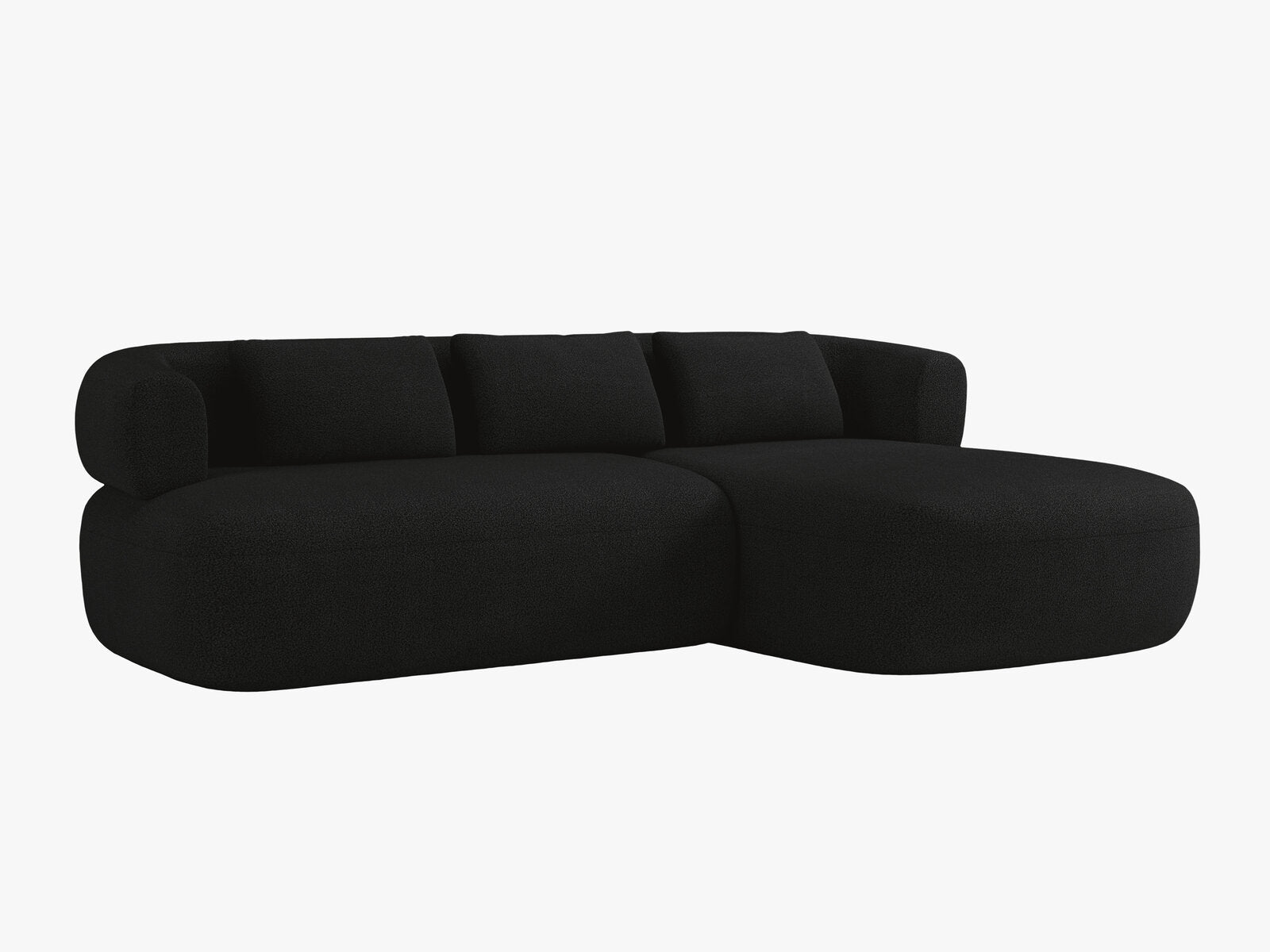 Micadoni 5-Sitzer Ecksofa Jenny Rechts Boucle Now or Never Schwarz