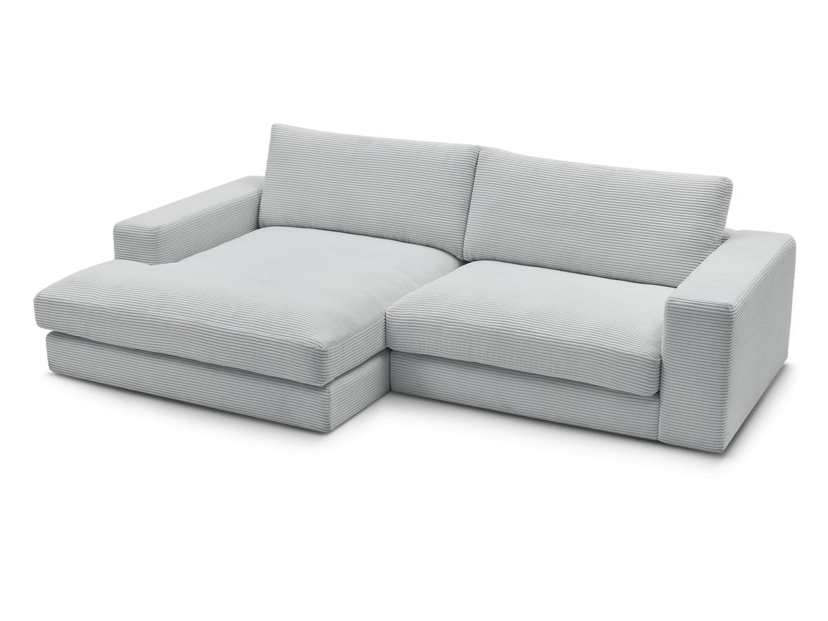 Bobochic Leonard Ecksofa 234 × 159 cm Cordsamt Hellgrau Ecke links