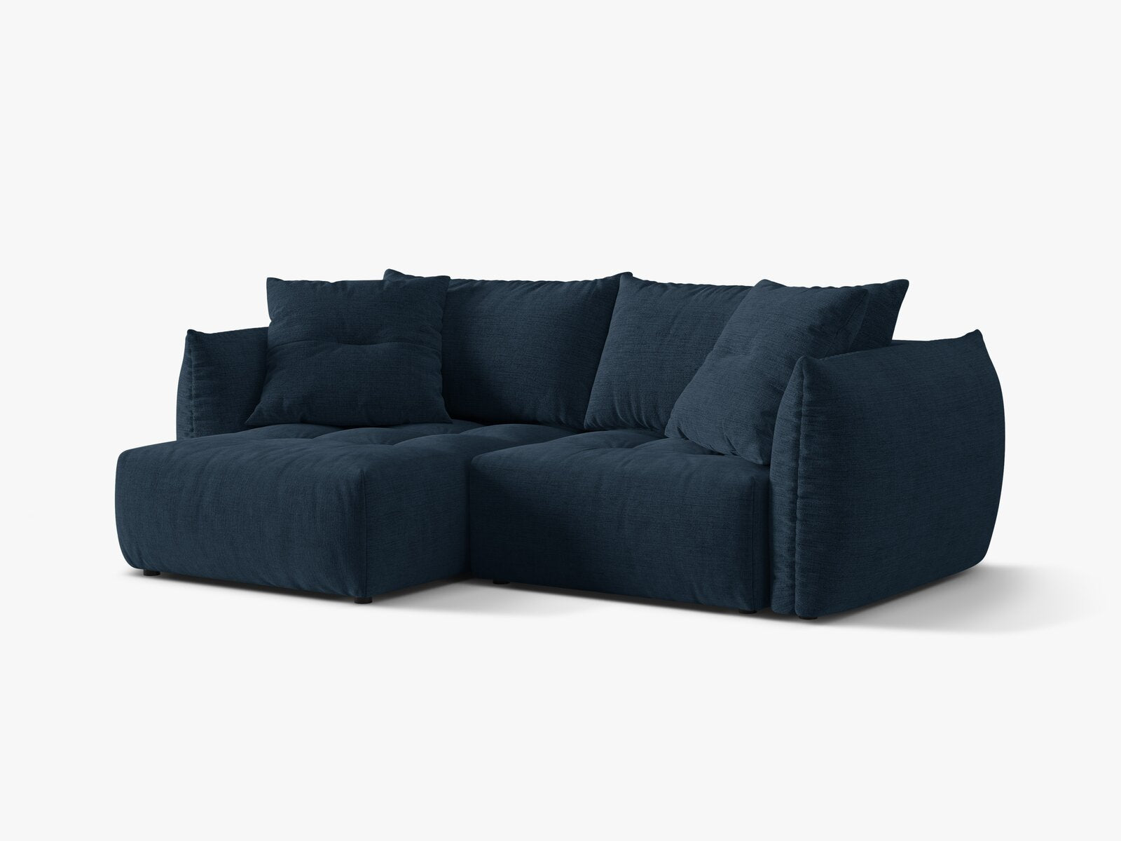 Micadoni Bloom Ecksofa 3-Sitzer mit Schlaffunktion Links Strukturierter Stoff Wind Marineblau