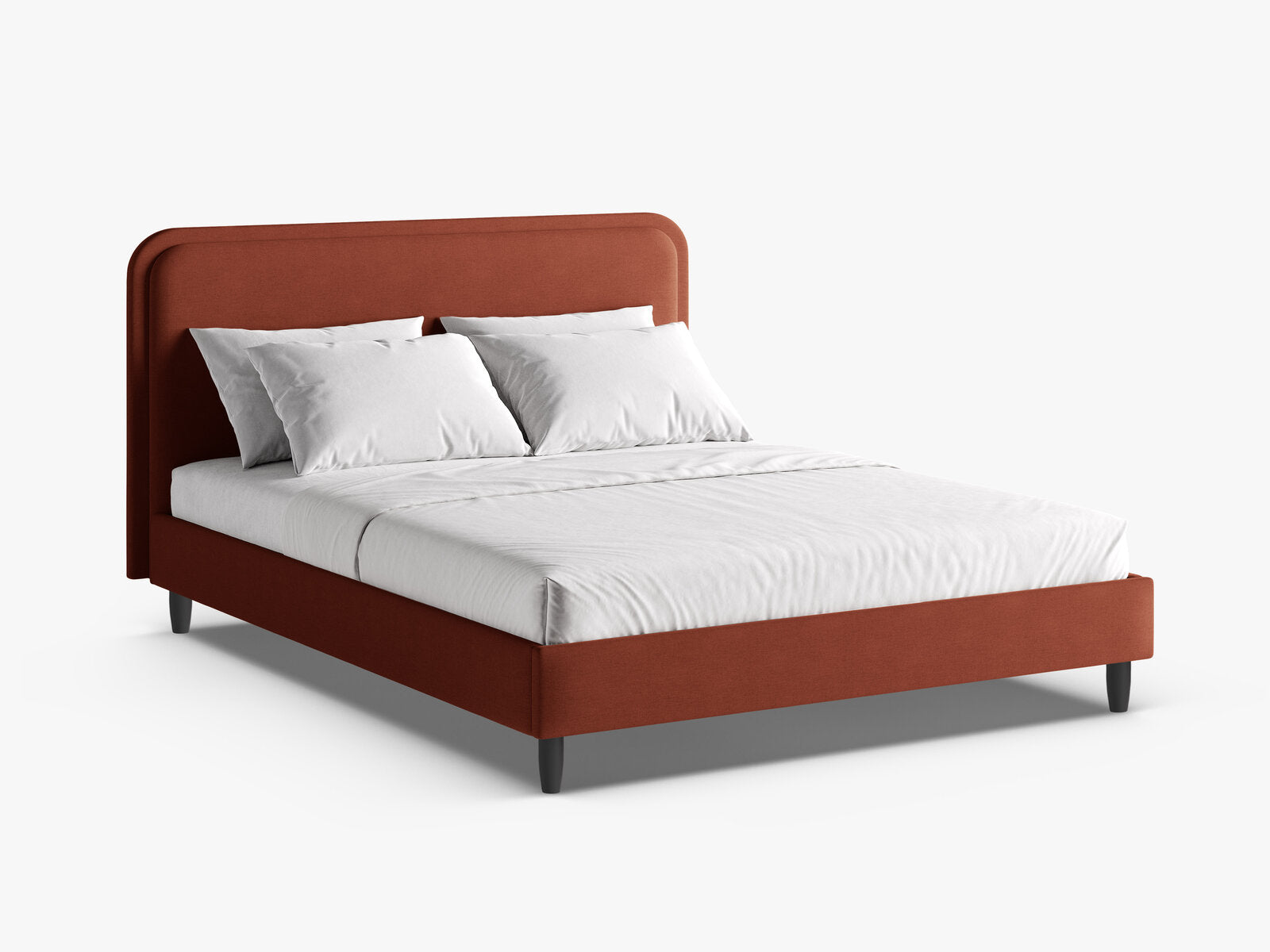 Micadoni Stauraumbett mit Kopfteil Aveline Strukturierter Stoff Wind Rotbraun 140x200