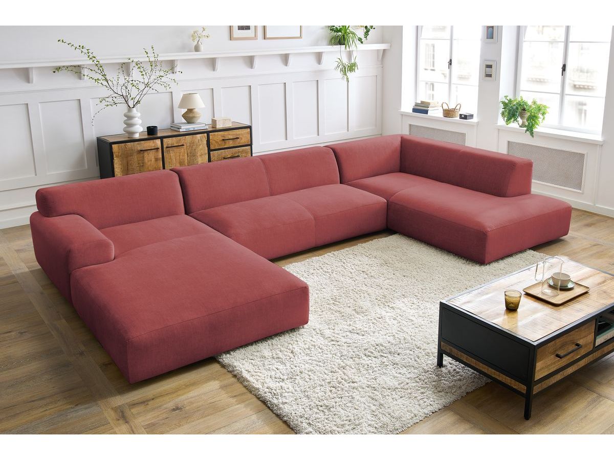 Bobochic Lavena Wohnlandschaft 399 × 220 cm Samt Orange Ecke links