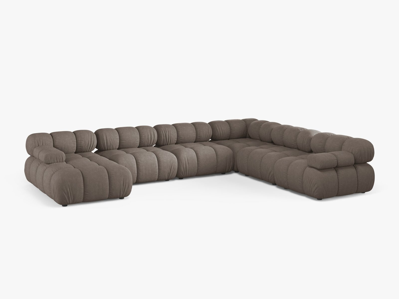 Micadoni Modulares Panorama Ecksofa Bellis 8-Sitzer Rechts Strukturierter Stoff Liberty Cappuccino