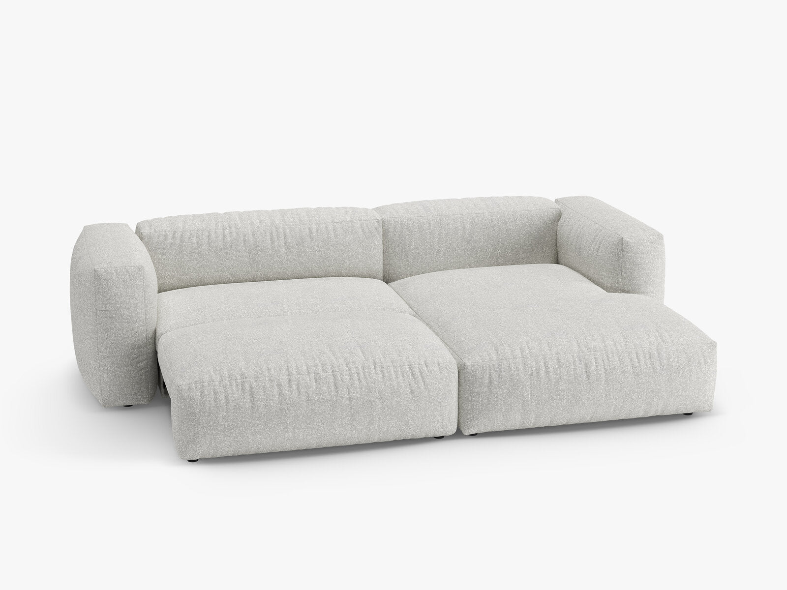 Micadoni Martina Ecksofa 4-Sitzer mit Schlaffunktion Rechts Boucle Monet Grau Beige Melange