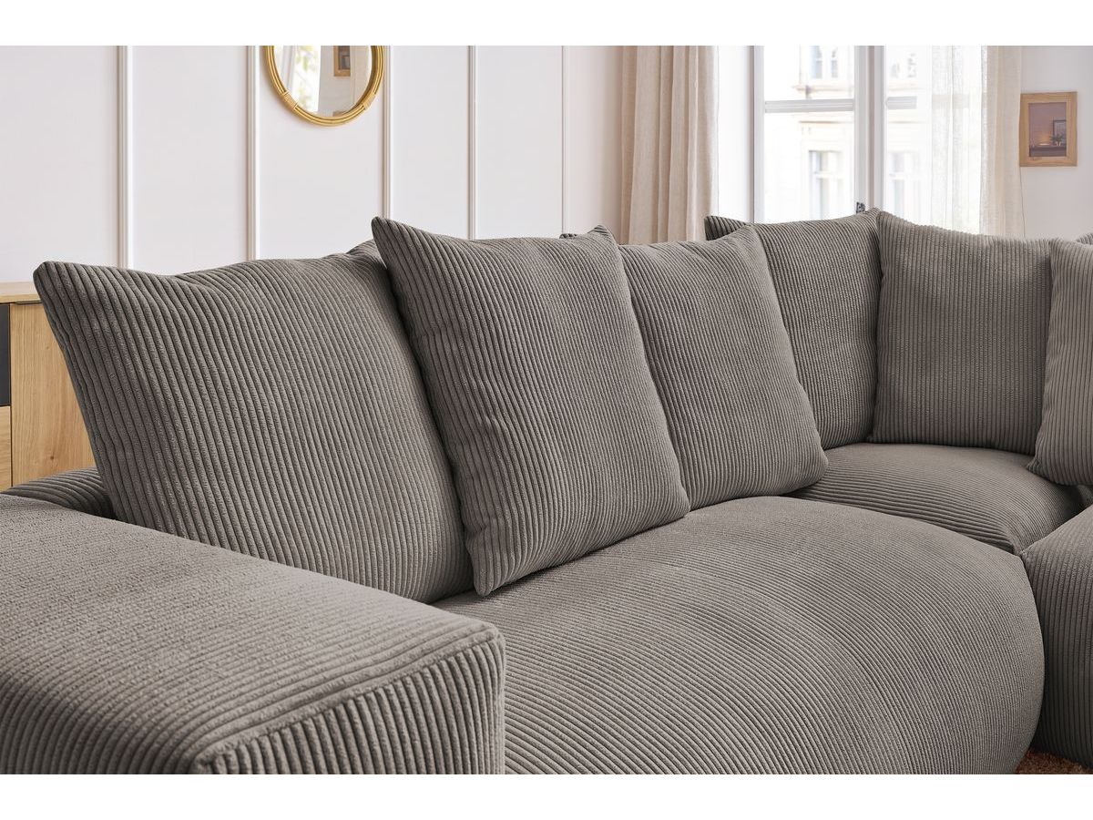 Bobochic Voltaire Ecksofa 268 × 214 cm Cordsamt Taupe Ecke rechts